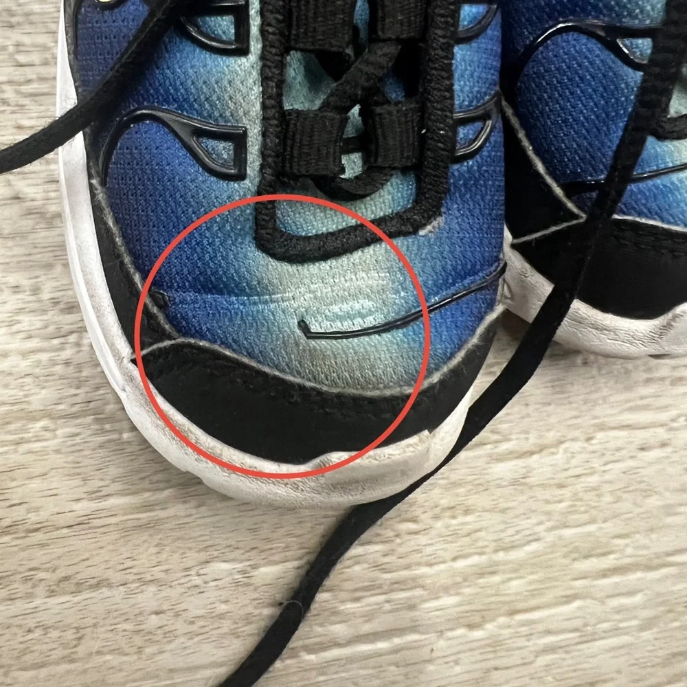 Nike Air Max Plus TD Toddler Sneakers Black Sky Blue Size 4C - Picture 5 of 11